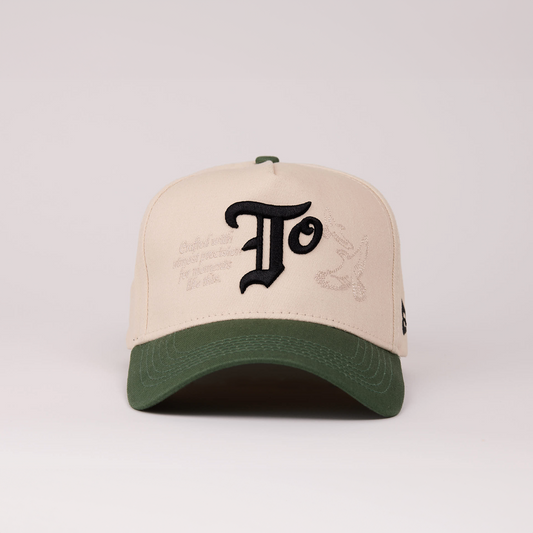 OS.TO A-Frame Snapback // Natural & Clover Green