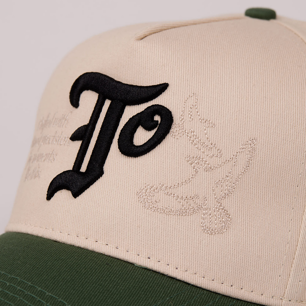 OS.TO A-Frame Snapback // Natural & Clover Green
