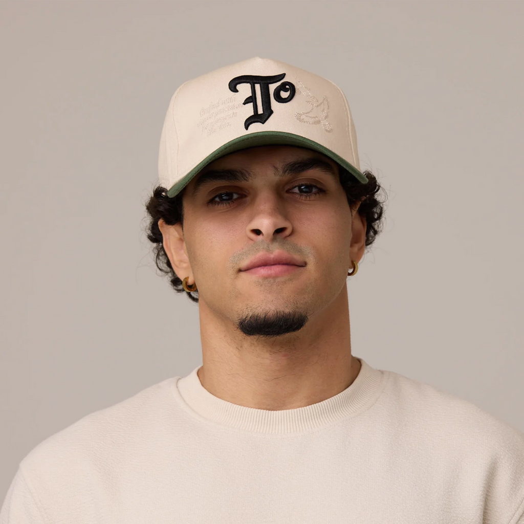 OS.TO A-Frame Snapback // Natural & Clover Green